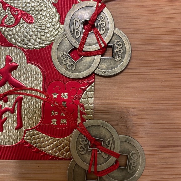 Chinese New Year Red Lucky Money Envelope 3 Feng Shui Coin Set - Picture 4 of 9